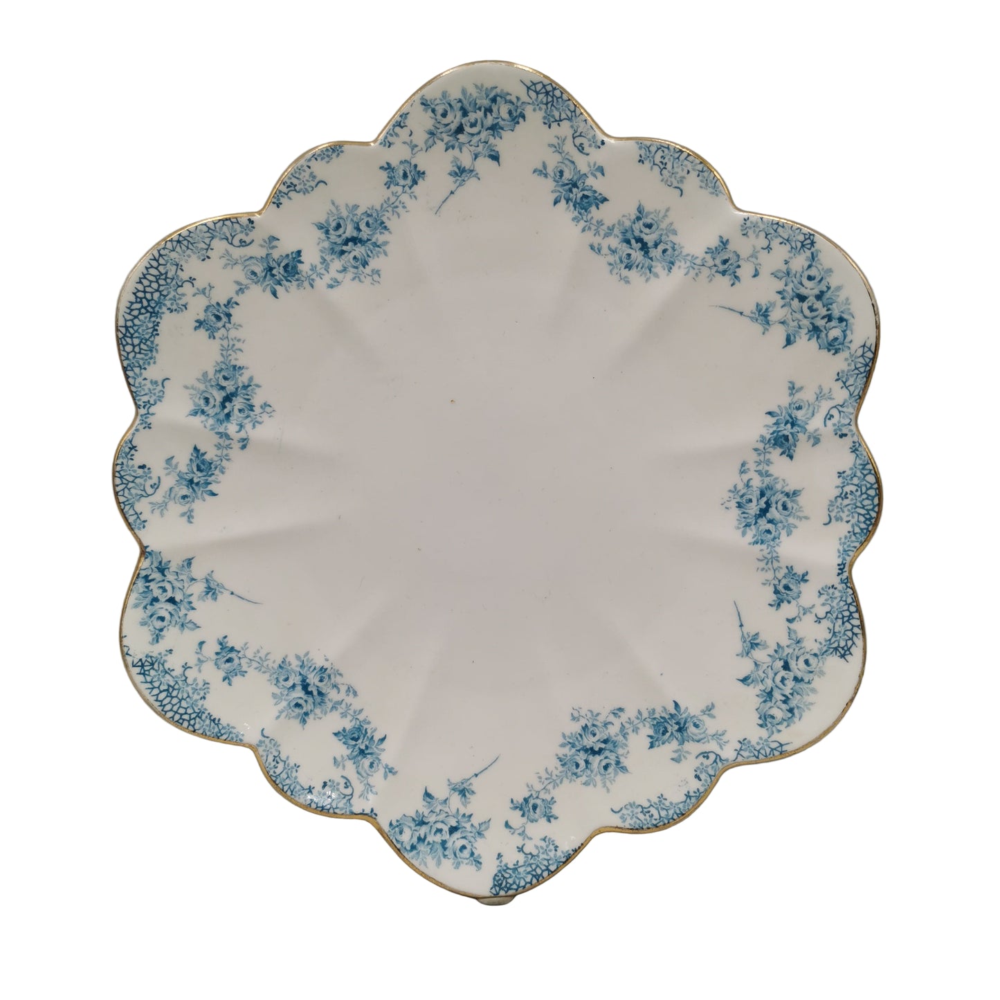Antique Star China Company Paragon 1492 Blue and White Bone China Cake Plate
