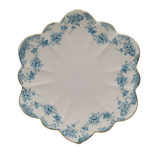 Antique Star China Company Paragon 1492 Blue and White Bone China Cake Plate