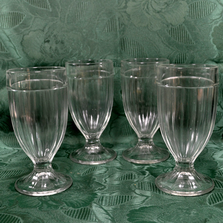 Set of 4 Tall Classic Clear Glass Ice Cream Sundae Glasses