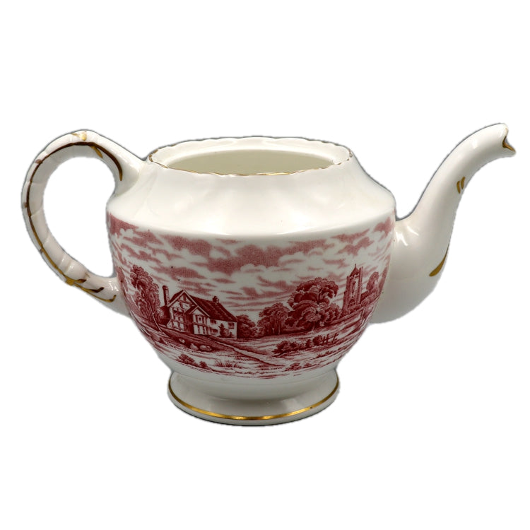 HM Sutherland Bone China Red Teapot no lid