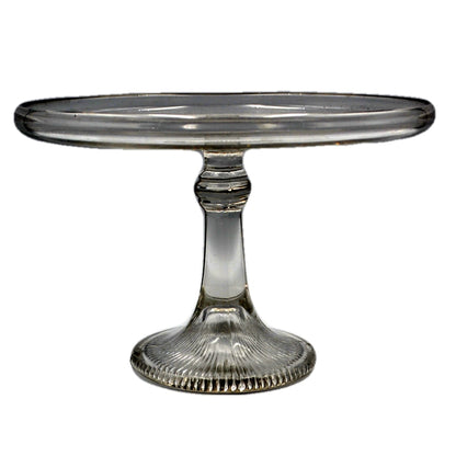 Antique English Quarter Molded Pressed Glass Pedestal Cake Stand