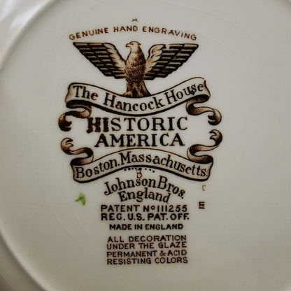 Ceramic plate with 'The Hancock House Historic America' branding