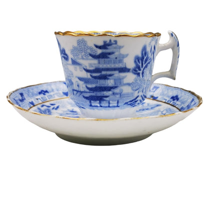 Samuel Rathbone Broseley Blue and White China Cup and Saucer 1800-1820