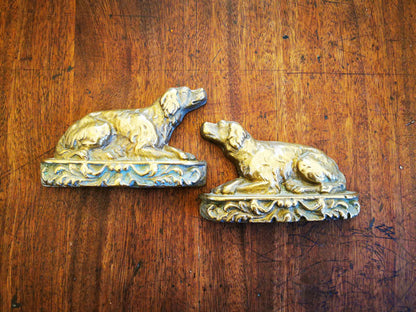 A Pair of Cast Brass Dog Book Ends