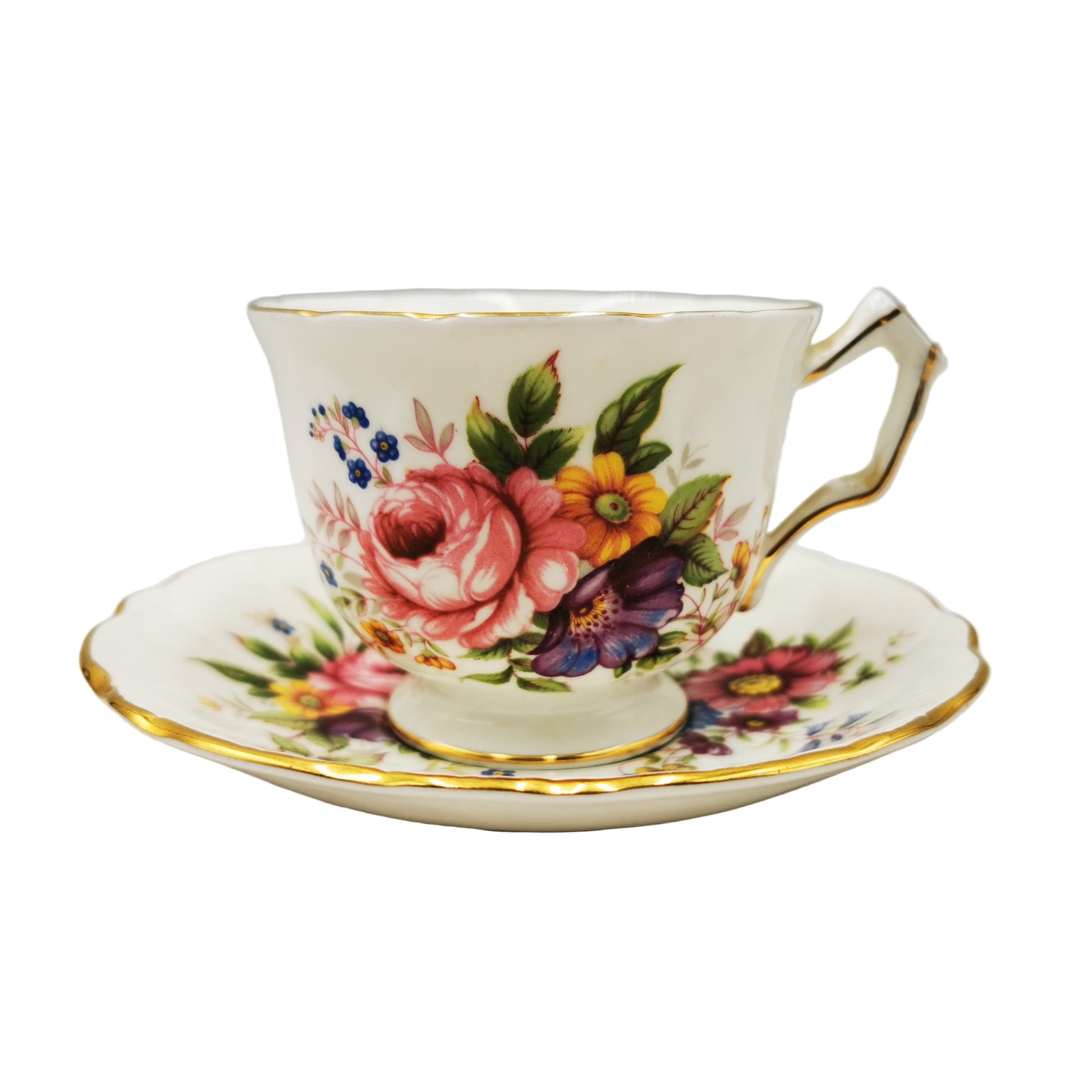 Vintage Aynsley Floral China 2383 Teacup & Saucer