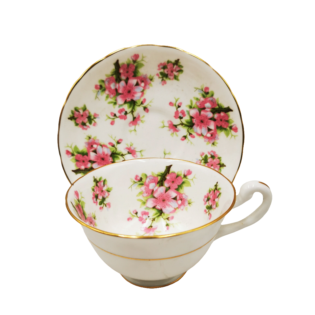 New Chelsea China Pattern 3063 Pink Cherry Blossom Floral Open Bowl Teacup
