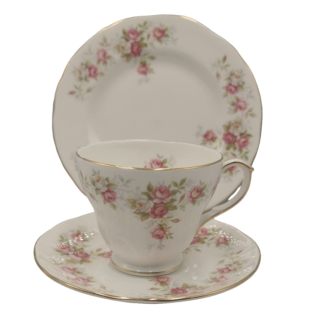 Duchess China June Bouquet Pattern Teacup Saucer and Side Plate Trio