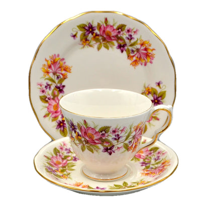 Colclough Wayside 8581 Bone China C-Shape Teacup Trio Doulton Period