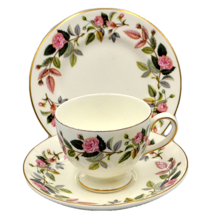 edgwood China Hathaway Rose Teacup Saucer and Side Plate Trio