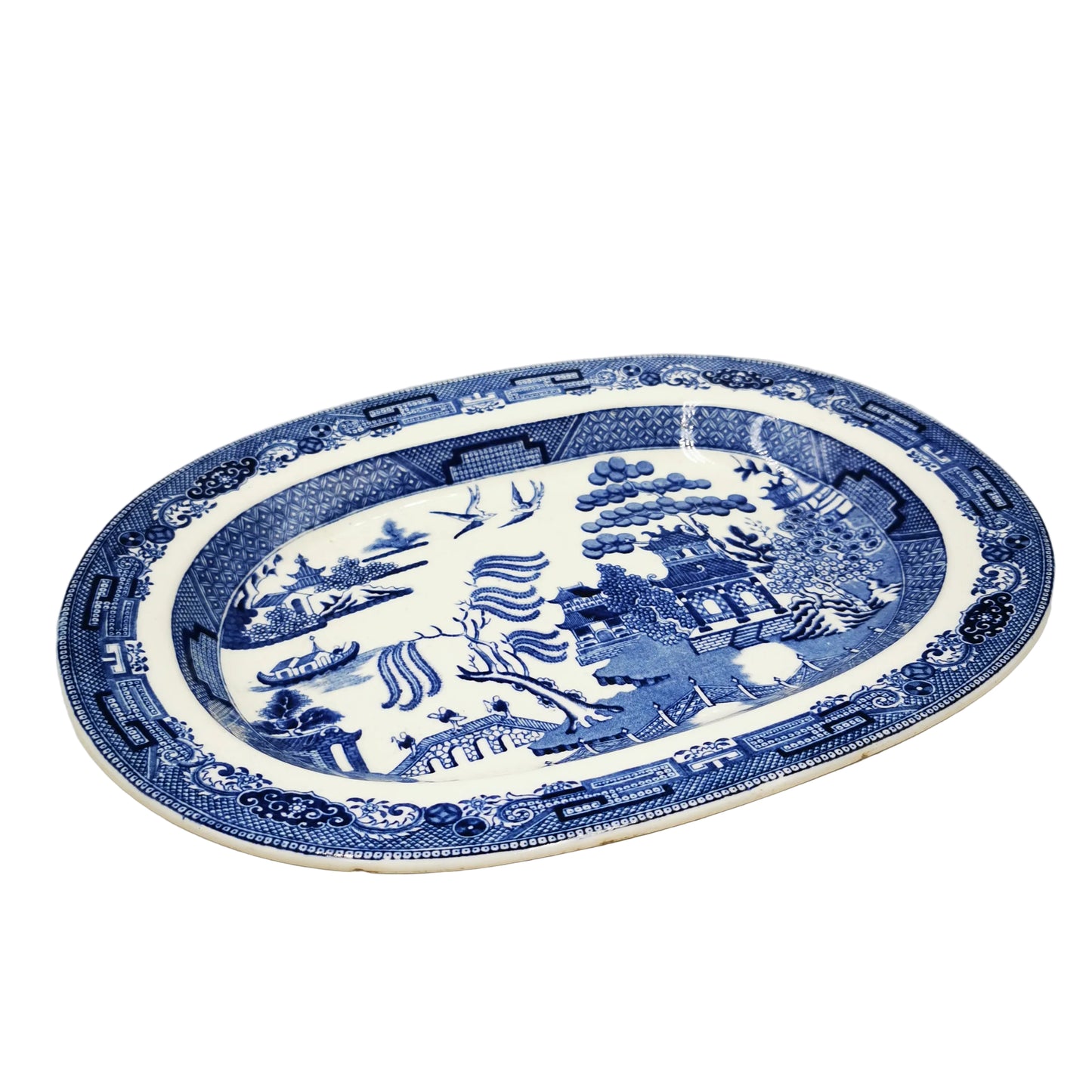 Antique Wedgwood Blue Willow China Plate Dish