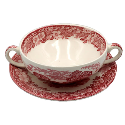 Wedgwood Woodland Red and White China Soup Cup and Saucer