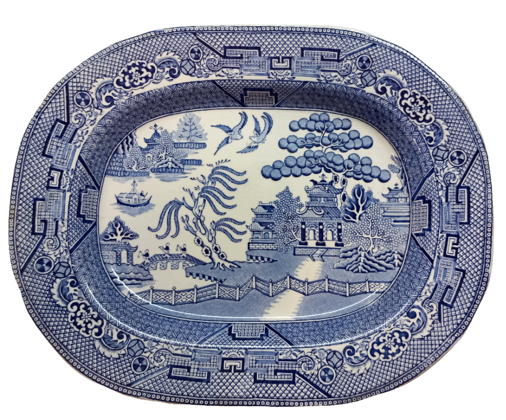 Antique W.Adams & Sons Blue and White Warranted China Willow Pattern S ...