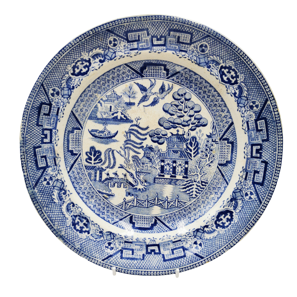 Antique William Lowe Willow Earthenware Dinner Plate
