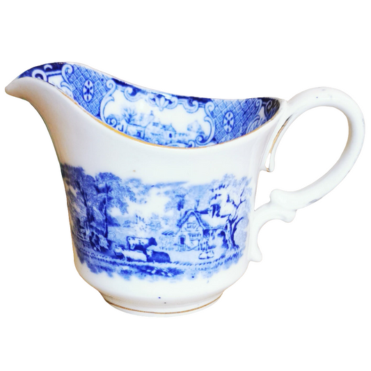 Heathcote Blue and White China Old English Scenery 4658 Small Milk Jug