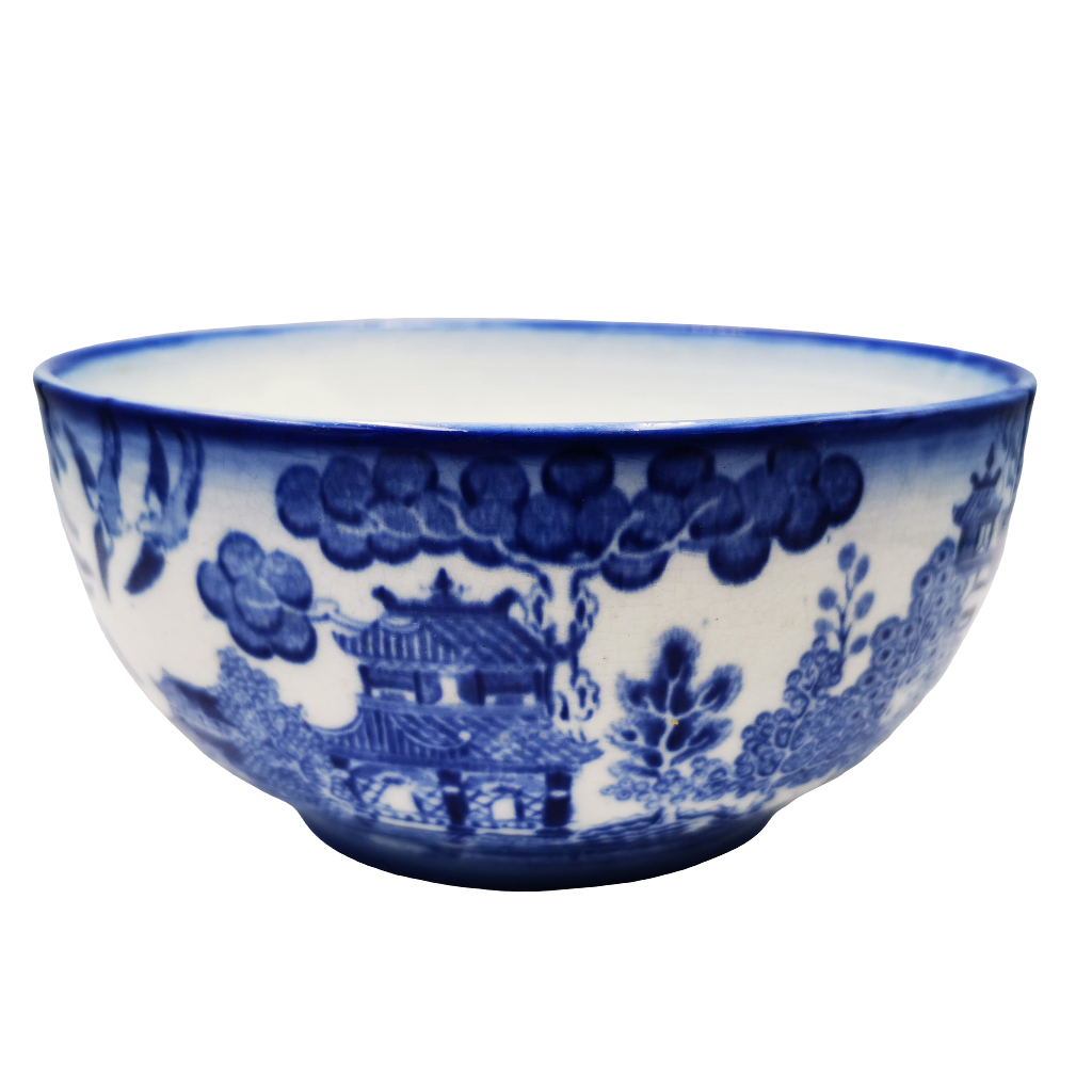 Antique Stone China Blue Willow Pattern English Pearlware Bowl