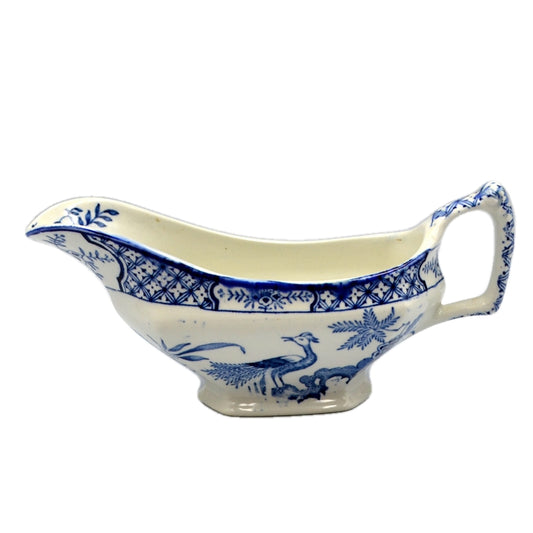 Early Wood & Sons Yuan Blue and White China Gravy Boat