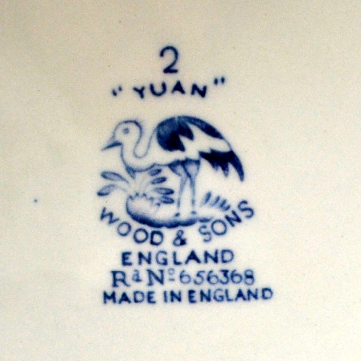 Wood & Sons "Yuan" Blue and White China 1.5-pint Teapot c1920