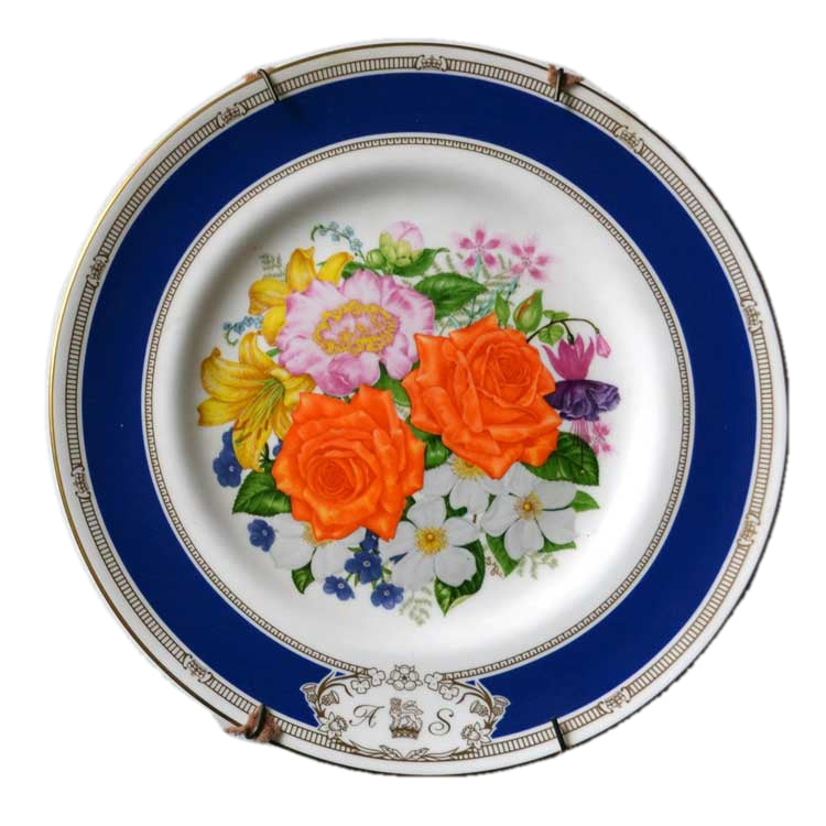 Royal Worcester floral china Plate -1986 Royal Wedding by Stuart Lafford