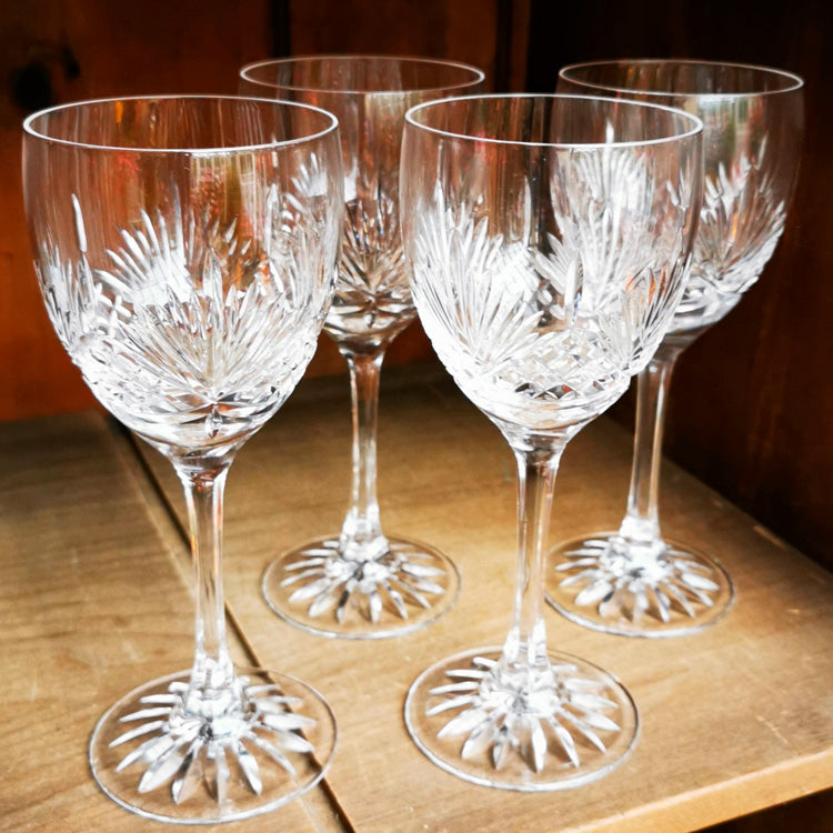 Vintage Set of 4 Lead Crystal Wine Glasses