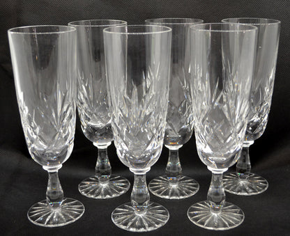 Vintage Set of 6 Lead Crystal Champagne Glasses