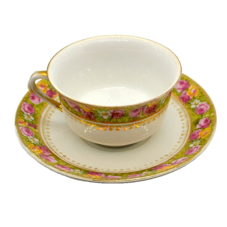 Volkstedt-Rudolstadt Beyer and Bock Floral Porcelain China Teacup and Saucer