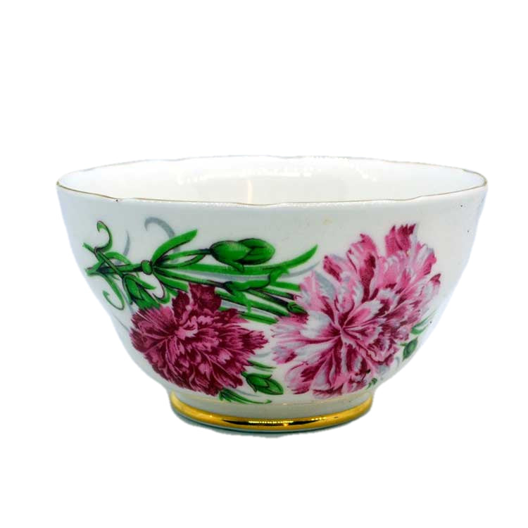 Crown regent fine bone china pink carnation sugar bowl