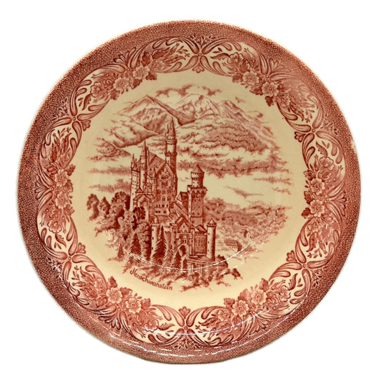English Ironstone Tableware Red and White China Neuschwanstein Castle Bowl