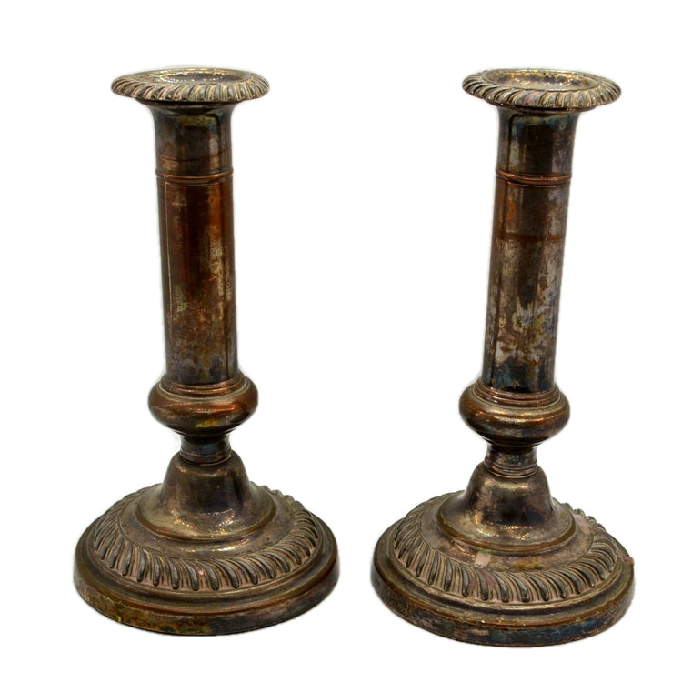 Antique Shabby Chic Copper EPNS Candlesticks