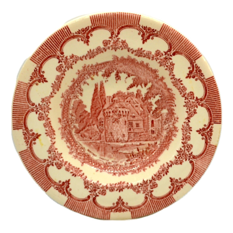 English Ironstone Red and White China Scotney Castle Soup Bowl
