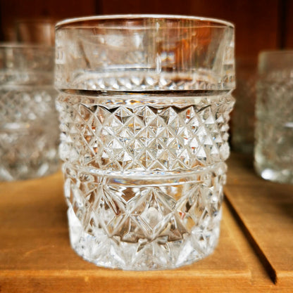 Set of 4 Lead Crystal Hofbauer Diamond Cut Lowball Old Fashioned Whiskey Glasses