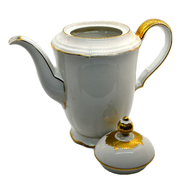Hutschenreuther Gold and White China Large Coffee Pot
