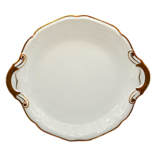 Hutschenreuther Gold and White China Cake Plate