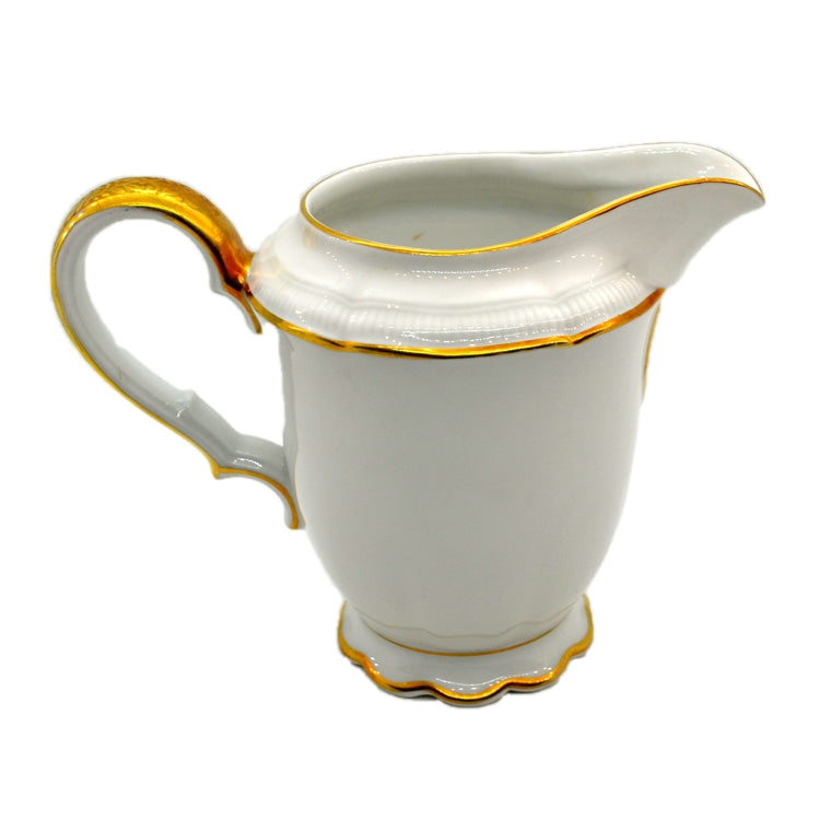 Hutschenreuther Gold and White China Milk Jug 5549