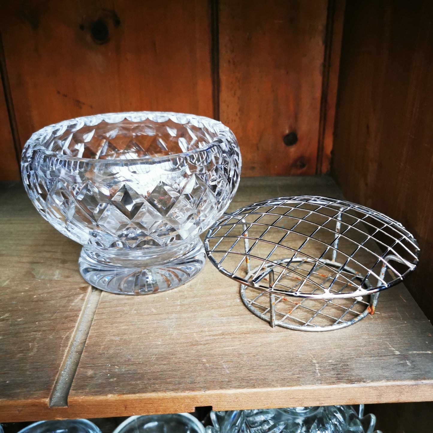 Vintage Lead Crystal Glass Rose Bowl