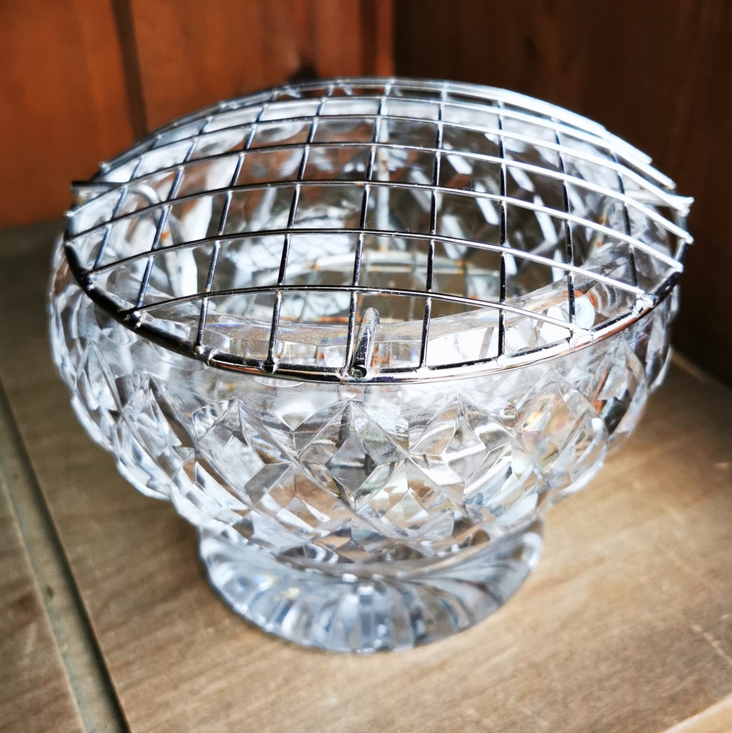 Vintage Lead Crystal Glass Rose Bowl