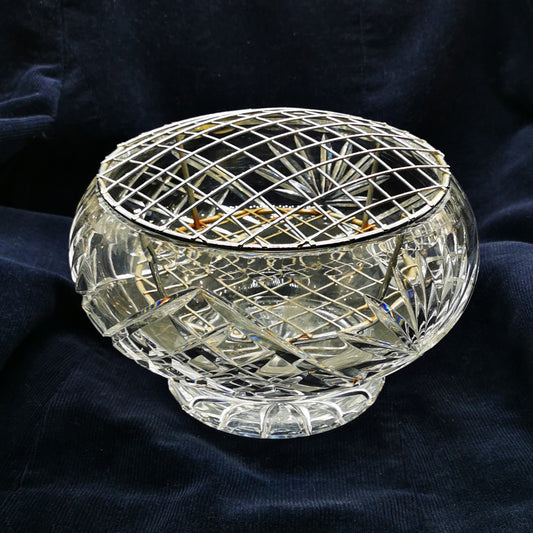 Large Lead Crystal Glass Rose Bowl 6.75-inch diameter