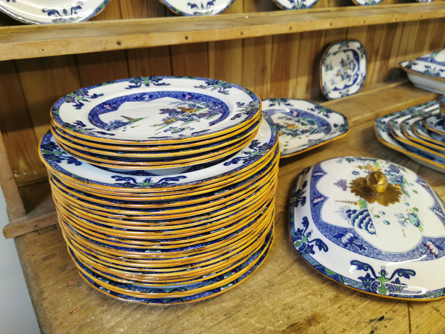 Antique Copeland Spode Landscape Coloured China Dinner Plate 1914