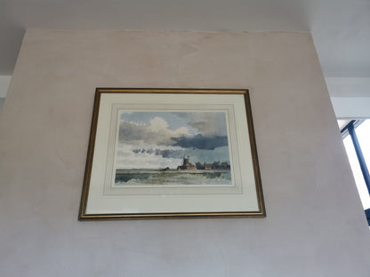 Cley Windmill Norfolk Original Water Colour Painting by Adrian Taunton 1997 framed under glass