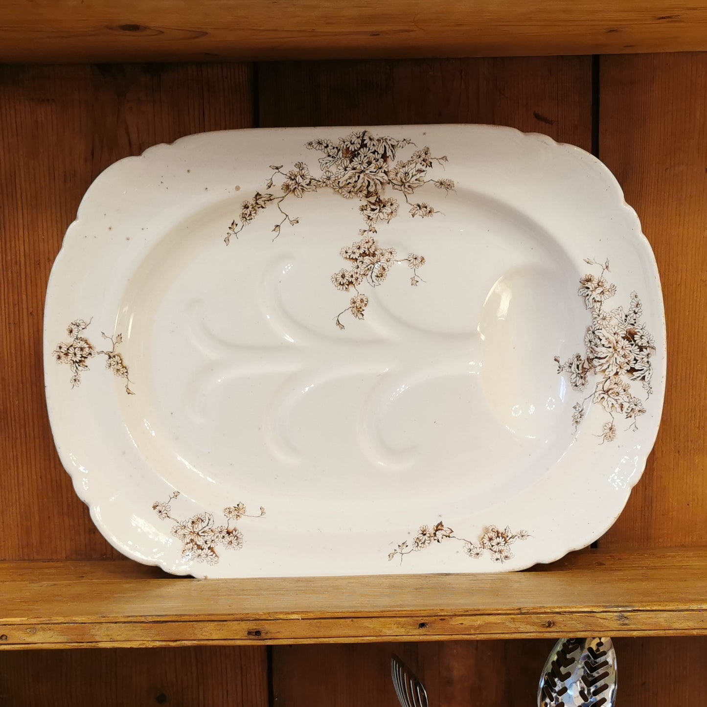 A Magnificent Antique George Jones & Sons Cresent China June pattern Meat Platter