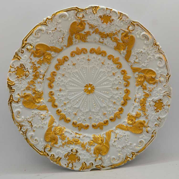 antique meissen rococco gilded white porcelain plate
