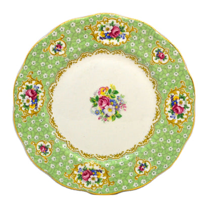 Queen Anne Gainsborough Green Floral China Dessert Plate