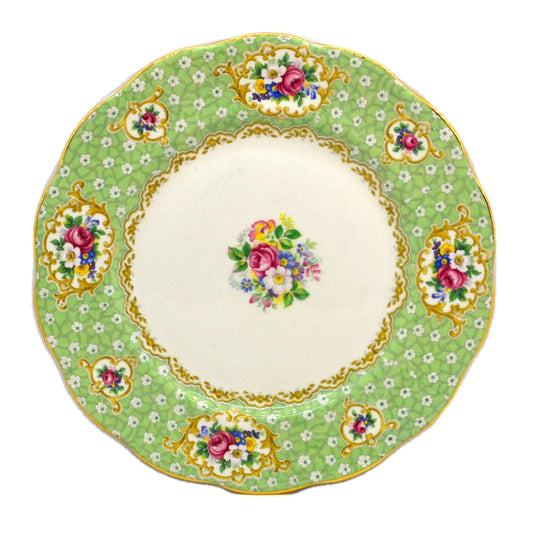 Queen Anne Gainsborough Green Floral China Dessert Plate