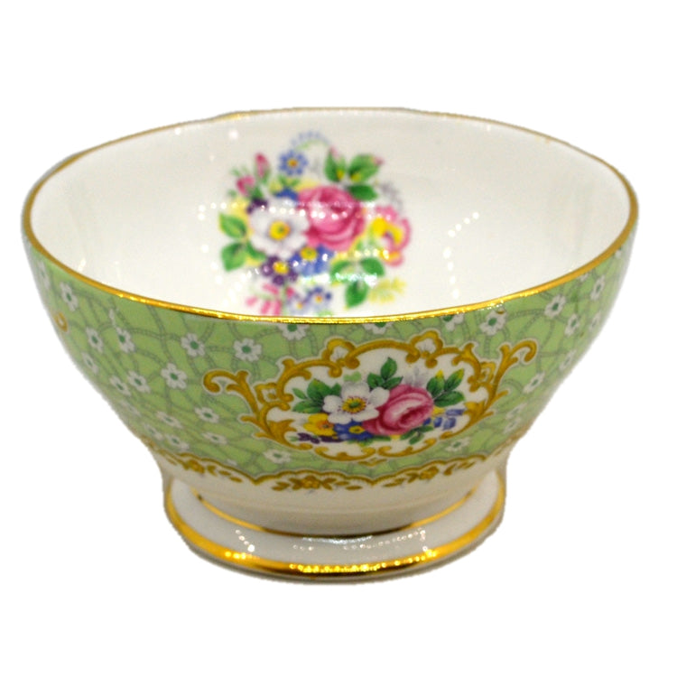 Queen Anne Gainsborough Green Floral China Sugar Bowl