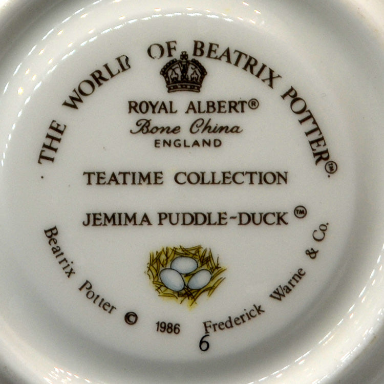 Royal Albert China Beatrix Potter Jemina Puddle-Duck Teacup Trio