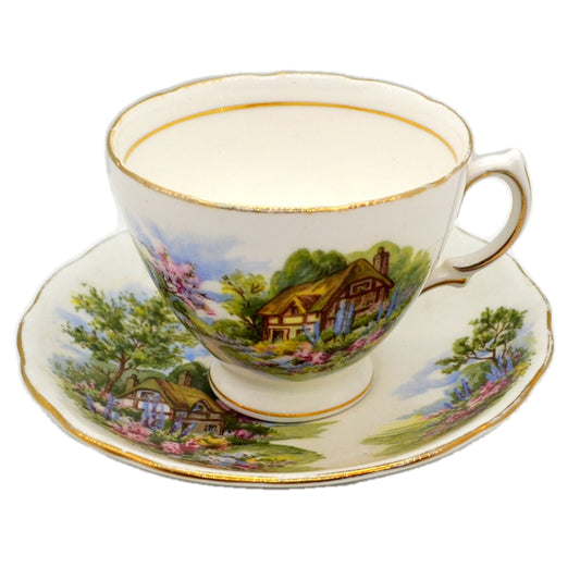 Royal Vale Ridgway Bone China Teacup & Saucer Cottage Garden