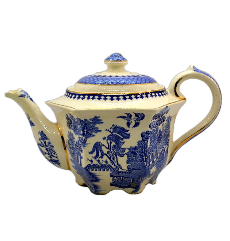 James Sadler Blue and White China Willow Teapot