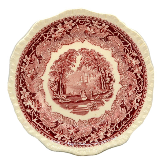 Vintage Masons Ironstone Red & White Vista China 8-inch Dessert Plate