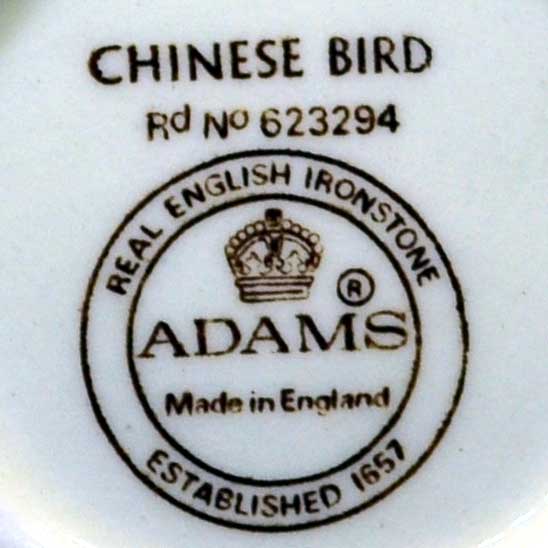 Adams Chinese Bird Rd 623294 Milk Jug