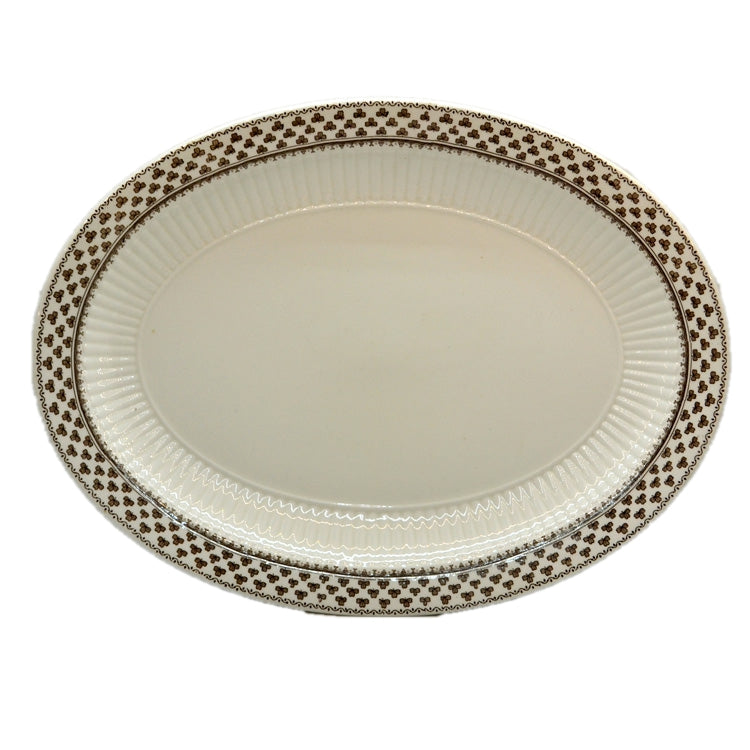 Adams Sharon Brown and White China Oval Platter