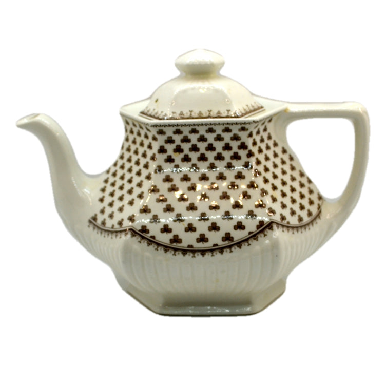 Adams Sharon Brown and White china large Teapot